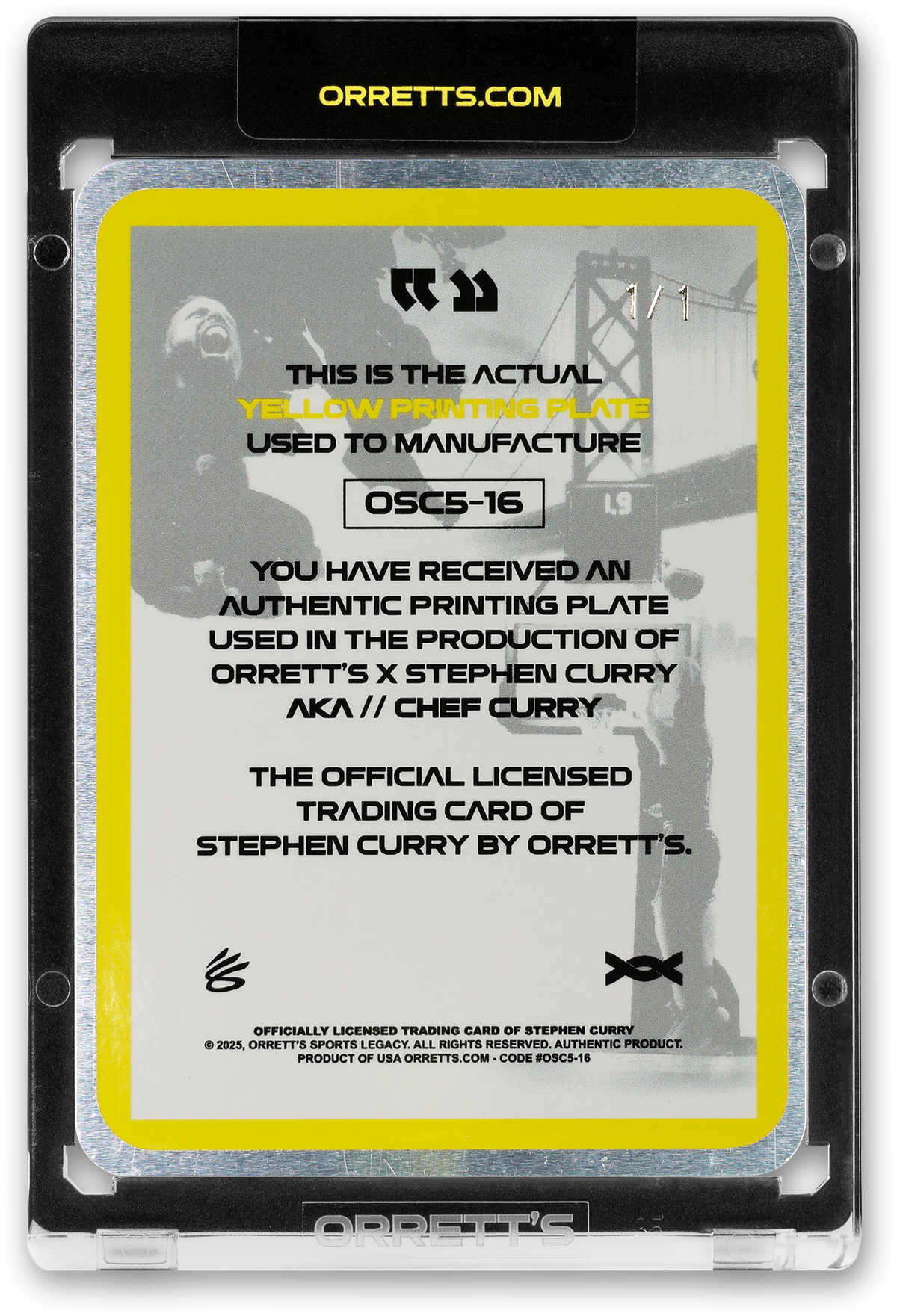 STEPHEN CURRY - ICDAT - CHEF CURRY - AKA - YELLOW PRINTING PLATE - LE/1 - ORRETT’S