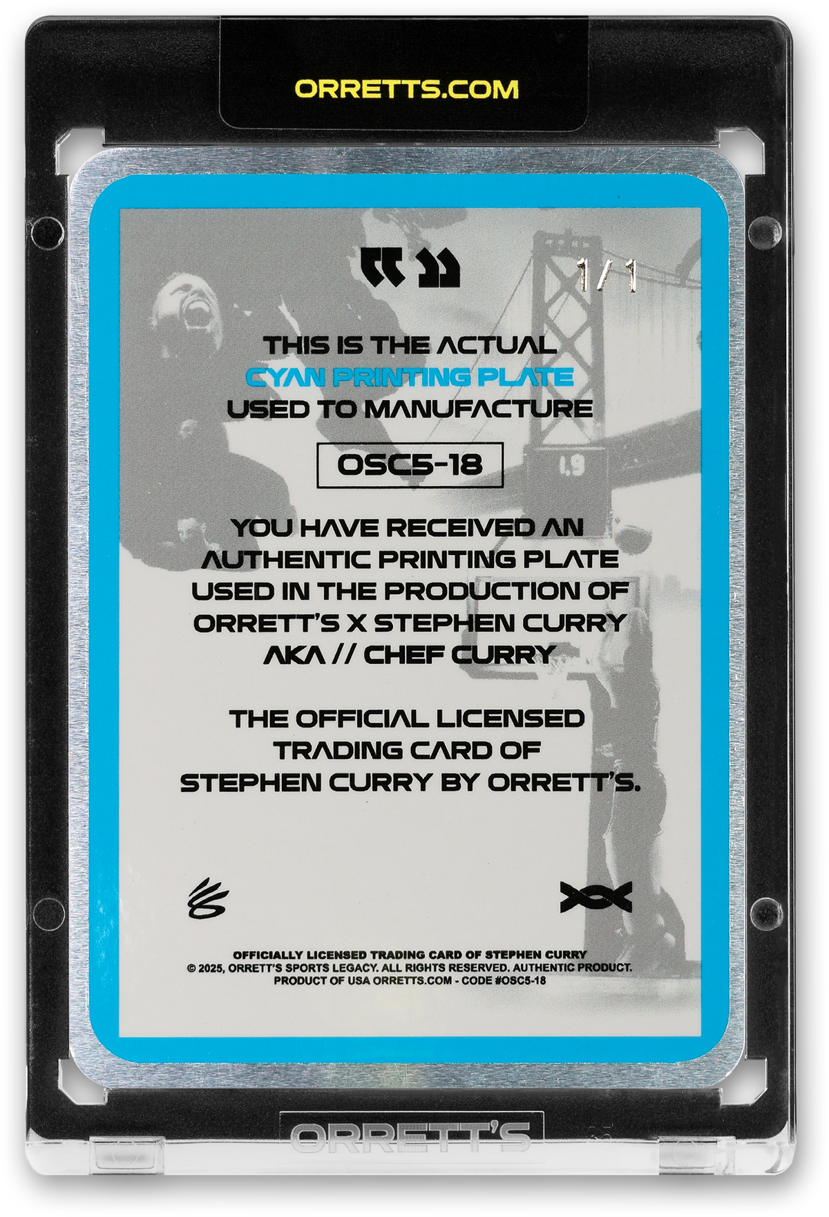 STEPHEN CURRY - ICDAT - CHEF CURRY - AKA - CYAN PRINTING PLATE - LE/1 - ORRETT’S