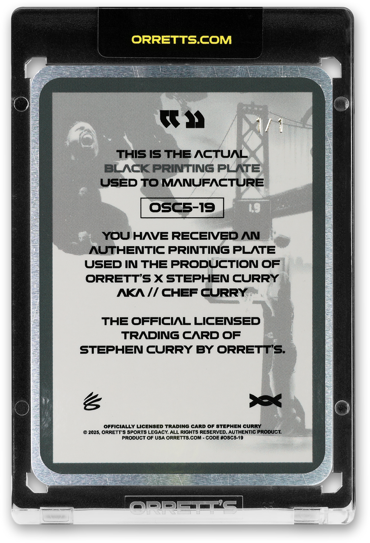 STEPHEN CURRY - ICDAT - CHEF CURRY - AKA - BLACK PRINTING PLATE - LE/1 - ORRETT’S