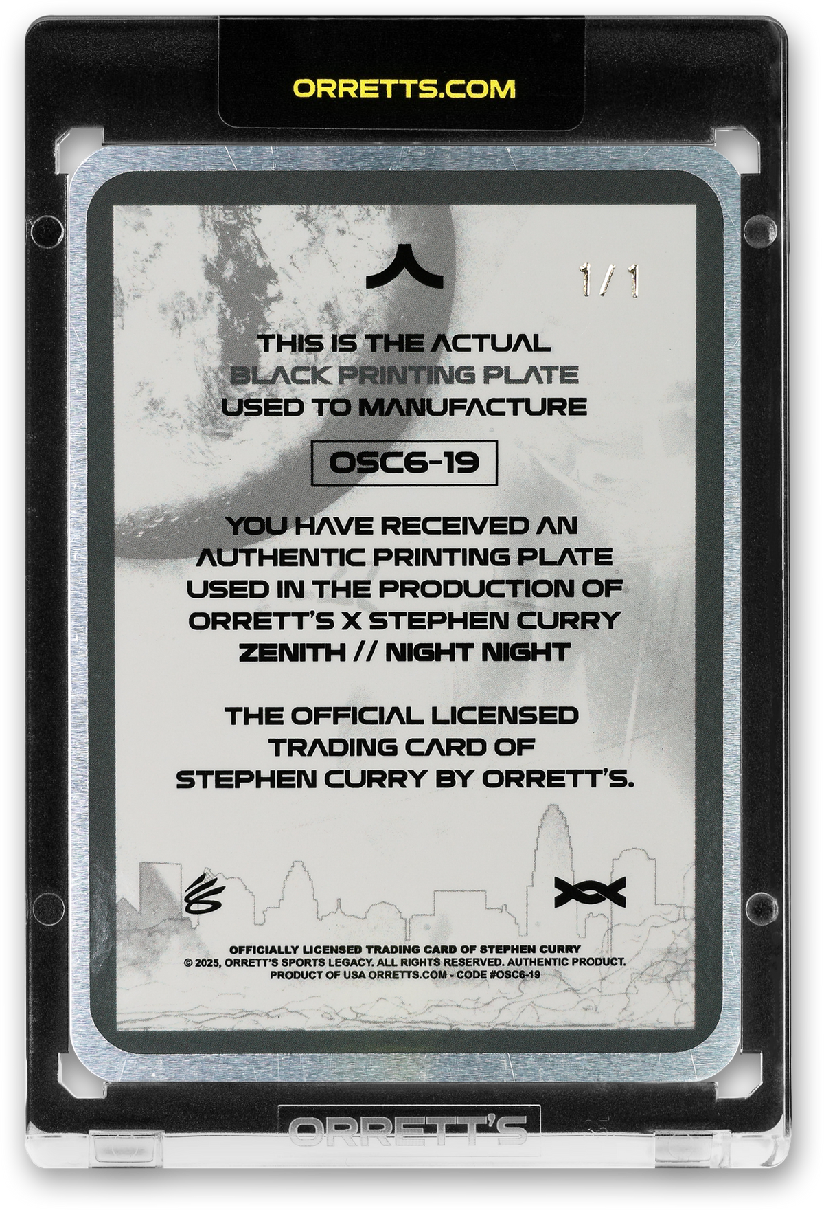 STEPHEN CURRY - ICDAT - NIGHT NIGHT - ZENITH - BLACK PRINTING PLATE - LE/1 - ORRETT’S