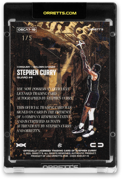 STEPHEN CURRY - ICDAT - GOLDEN DAGGER - CONQUER - TEXTURED - AUTOGRAPH - LE/5 - ORRETT’S