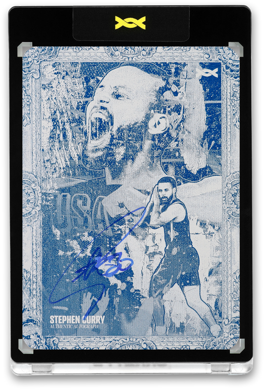 STEPHEN CURRY - ICDAT - GOLDEN DAGGER - CONQUER - CYAN PRINTING PLATE - AUTOGRAPH - LE/1 - ORRETT’S